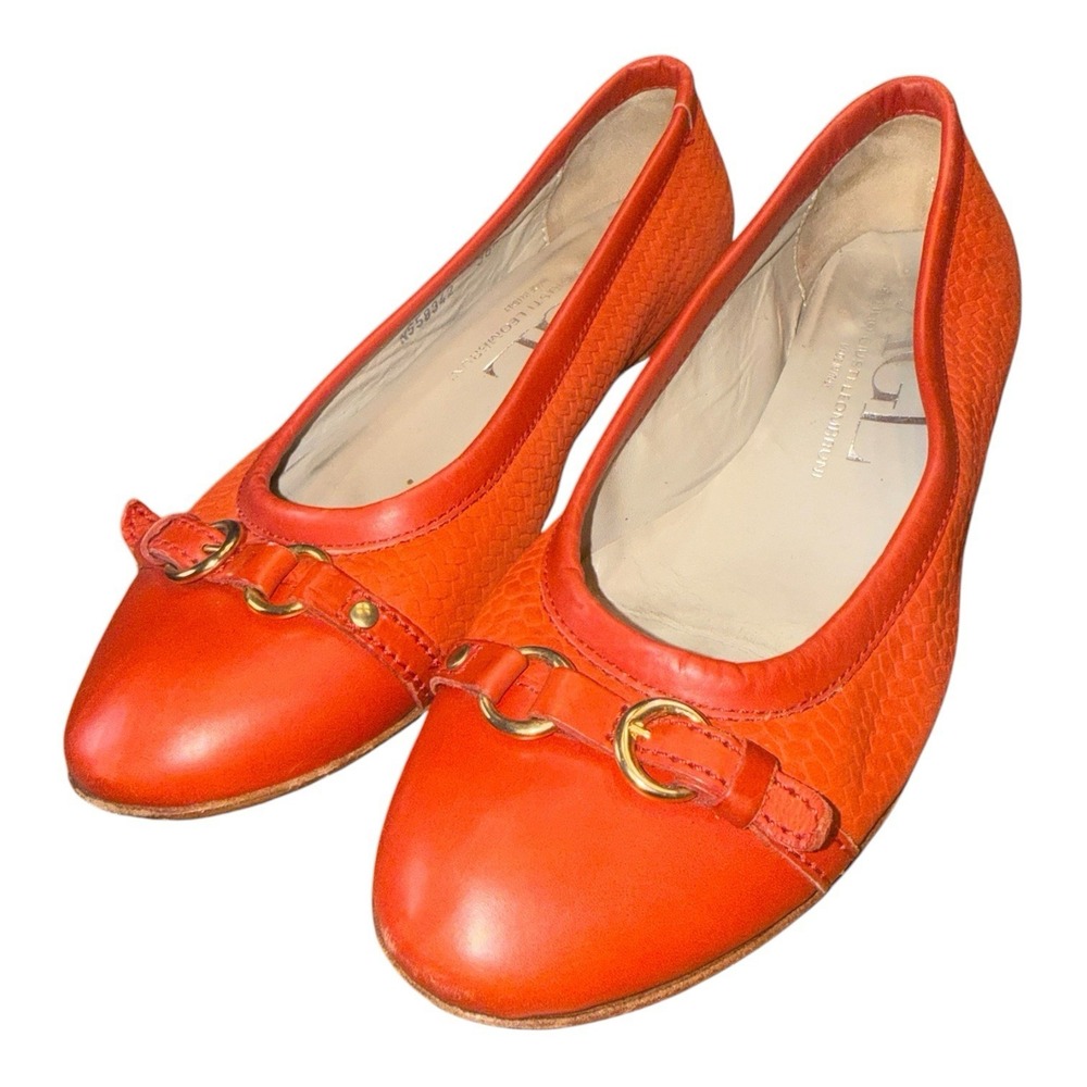 AGL Cap Toe Ballet Flat - Burnt Orange Sienna - Womens 36.5 US 6 - Made In Italy